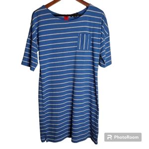 Tommy Hilfiger Women's Striped Blue Midi Dress - Size L